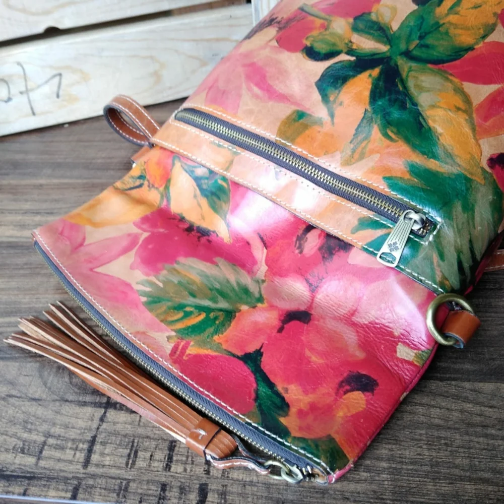 Patricia Nash “Luzille” Floral Leather Backpack in Excellent Condition